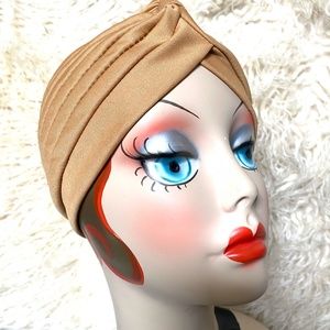 Neutral Tan Women's Ruched Turban Headband